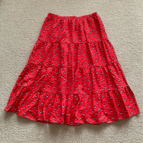 Ann Taylor Dresses & Skirts - Ann Taylor Tiered Full Body Maxi Skirt Size Medium Bright Red Pattern Like New